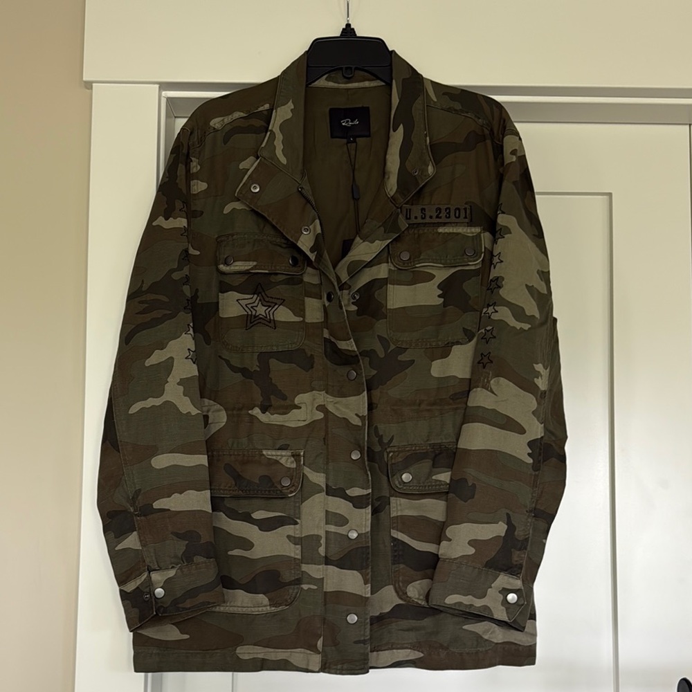 NWT Women’s Rails Brand, Camo Jacket with Embroidered Stars - Size L